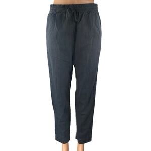 COS Women's Black Linen Straight High Waist Drawstring Pull On Trousers Pants 4